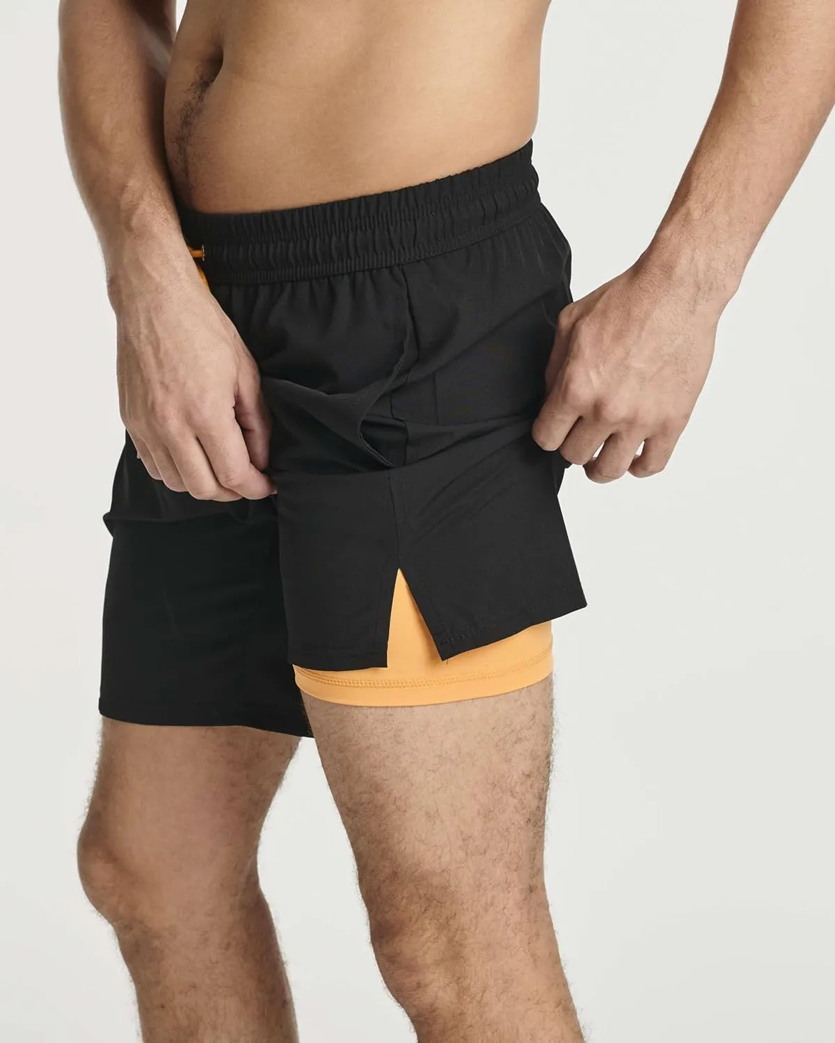 Real Essentials 3 Pack: Men's 7" 2 in 1 Swim Trunks with Compression Liner - Quick Dry Bathing Suit Swimwear Board Shorts