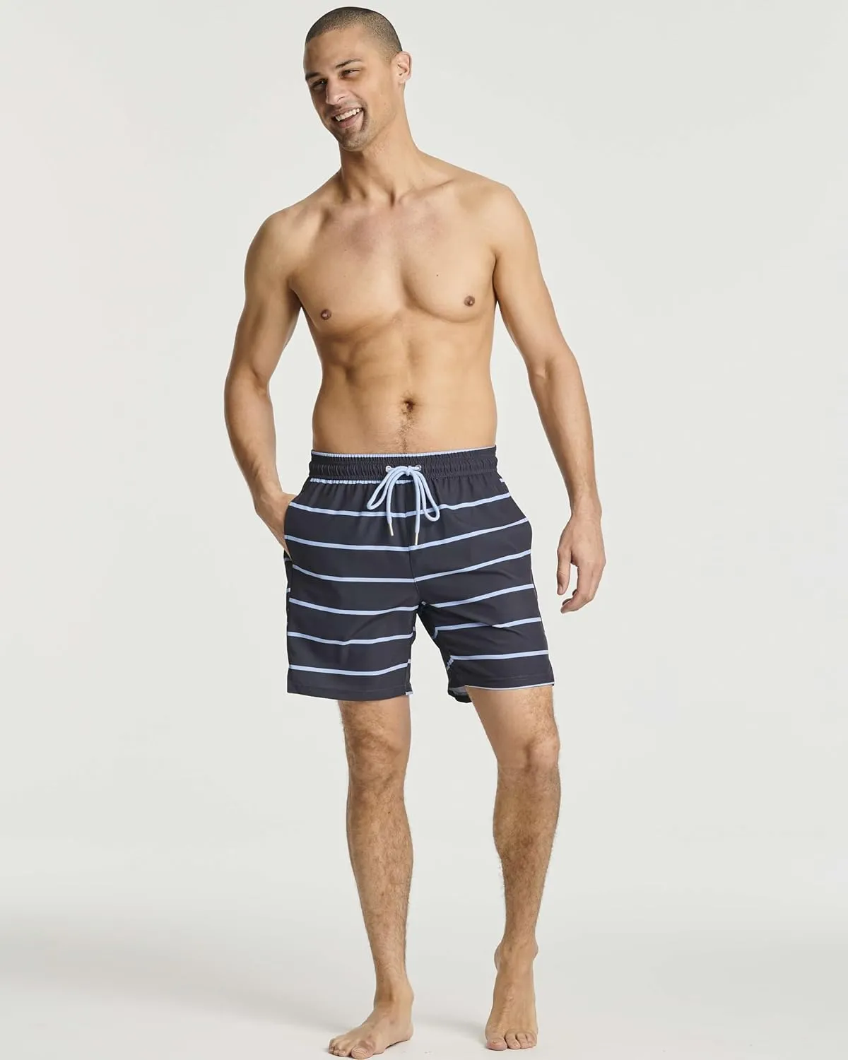 Real Essentials 3 Pack: Men's 7" 2 in 1 Swim Trunks with Compression Liner - Quick Dry Bathing Suit Swimwear Board Shorts