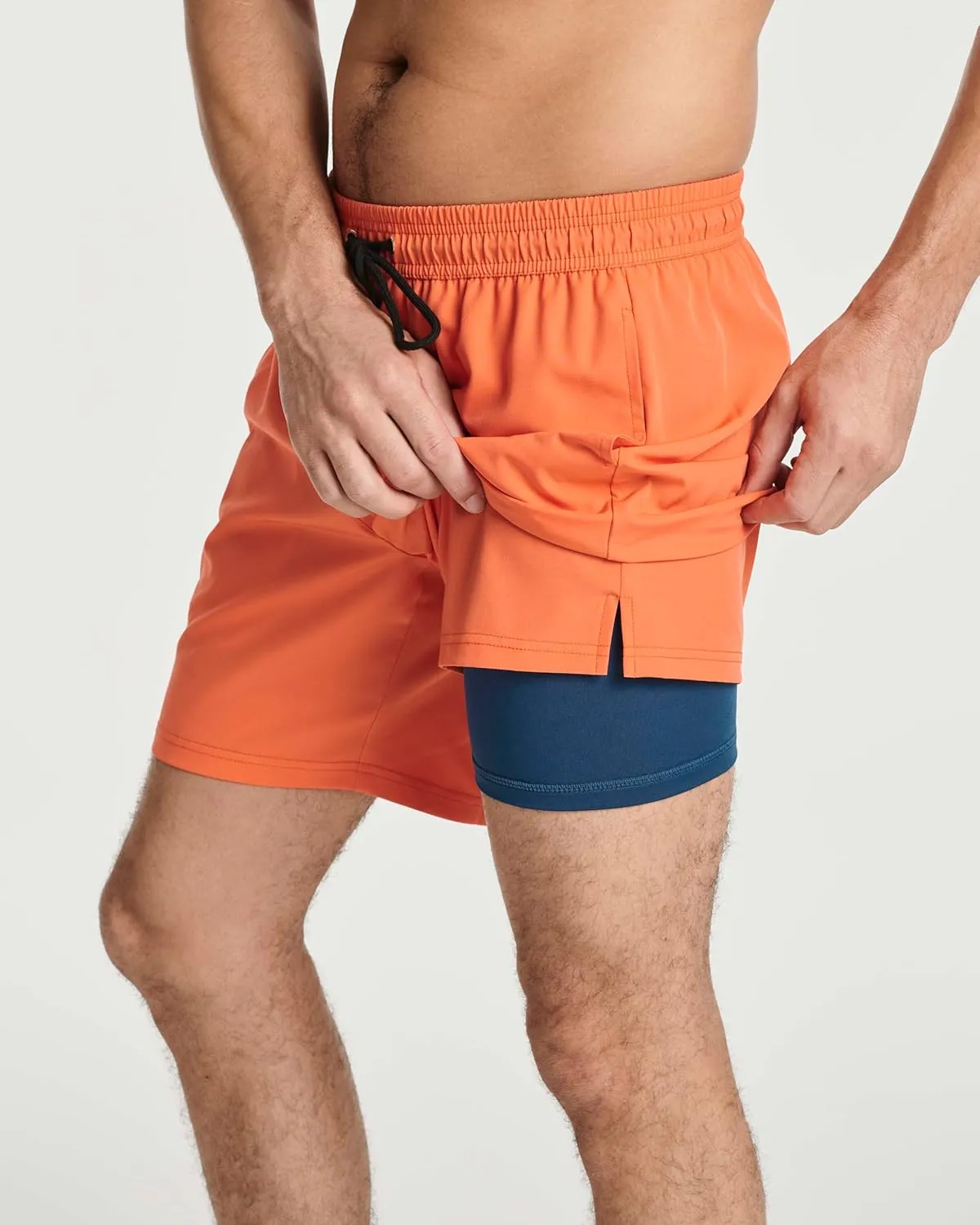 Real Essentials 3 Pack: Men's 7" 2 in 1 Swim Trunks with Compression Liner - Quick Dry Bathing Suit Swimwear Board Shorts