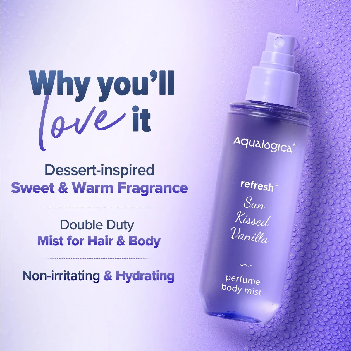 Refresh  Sun Kissed Vanilla Perfume Body Mist with Zemea & Hyaluronic Acid - 150 ml (Pack of 2)