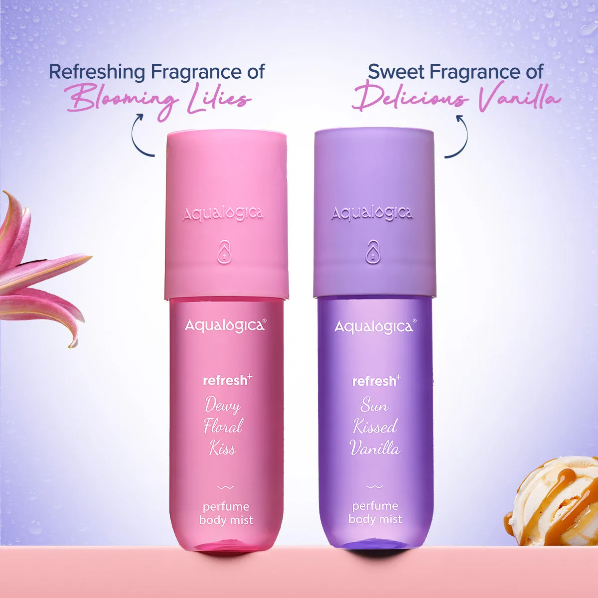Refresh  Vanilla & Floral Body Mist Duo with Zemea & Hyaluronic Acid - 150 ml
