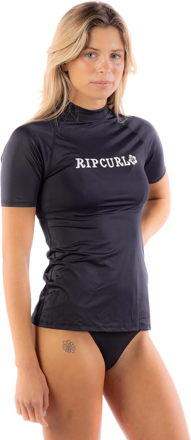Rip Curl Women's Short Sleeve Rashguard with UPF 50  Sun Protection Swim Shirt