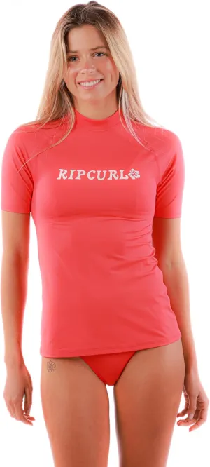 Rip Curl Women's Short Sleeve Rashguard with UPF 50  Sun Protection Swim Shirt