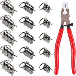 Rustark 30 Pcs 1'' 4/5'' 5/4'' Key Fob Hardware Keychain Split Ring Wrist Wristlets Cotton with Heavy Duty Metal Glass Running Pliers Tools (Gunblack Plated)