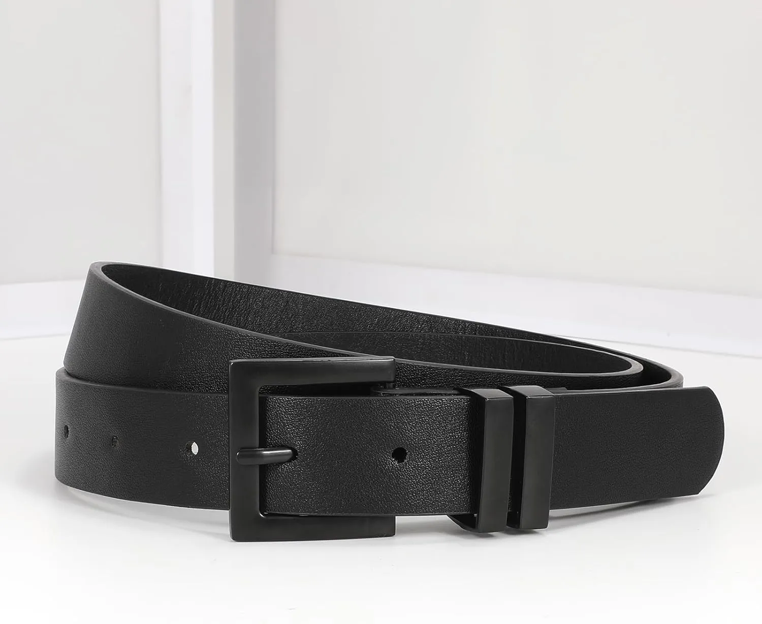 SANSTHS Women's Leather Belt for Jeans Pants Dresses Fashion Ladies Belt Square Gold/Silver Buckle Waist Belt for Women