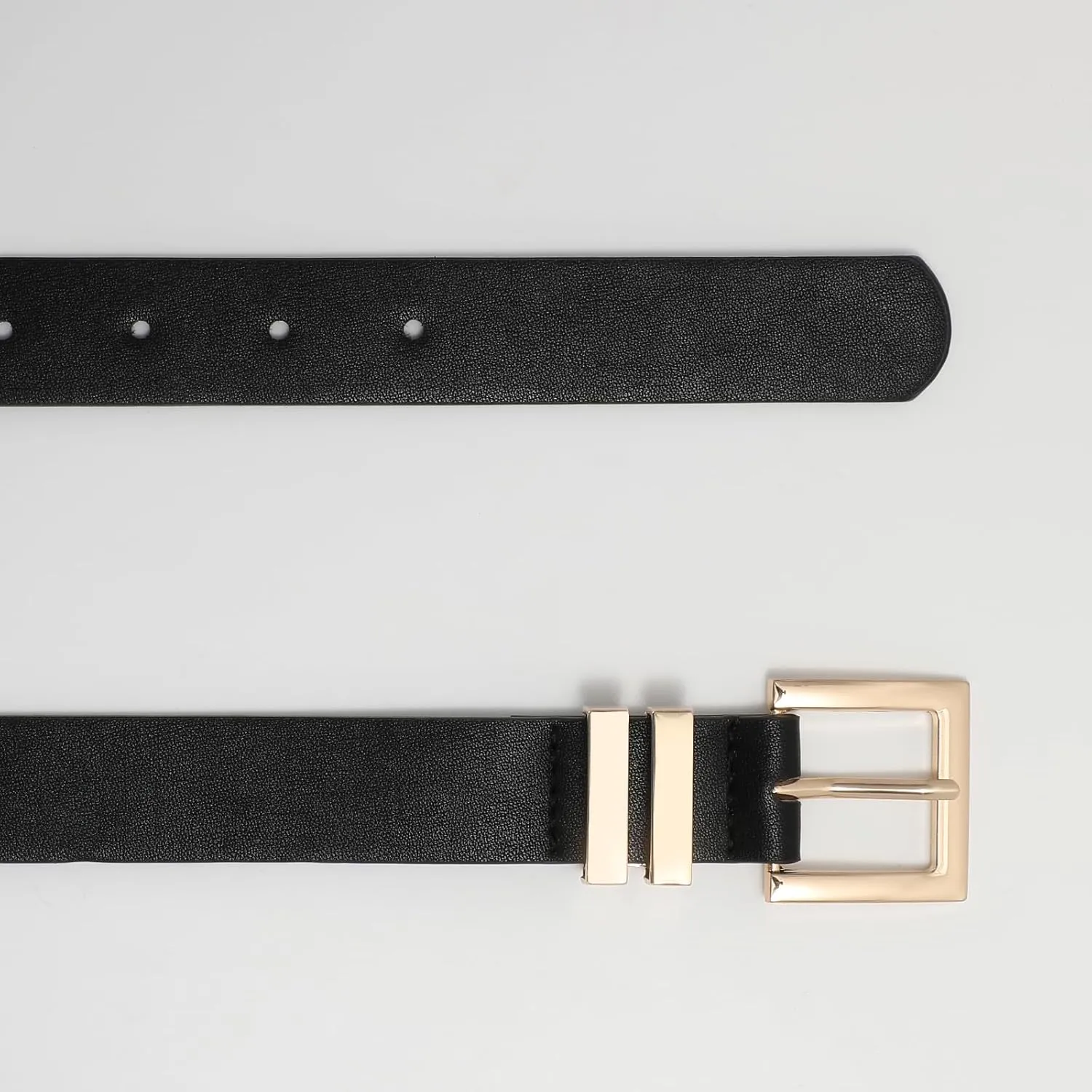 SANSTHS Women's Leather Belt for Jeans Pants Dresses Fashion Ladies Belt Square Gold/Silver Buckle Waist Belt for Women
