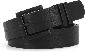 SANSTHS Women's Leather Belt for Jeans Pants Dresses Fashion Ladies Belt Square Gold/Silver Buckle Waist Belt for Women
