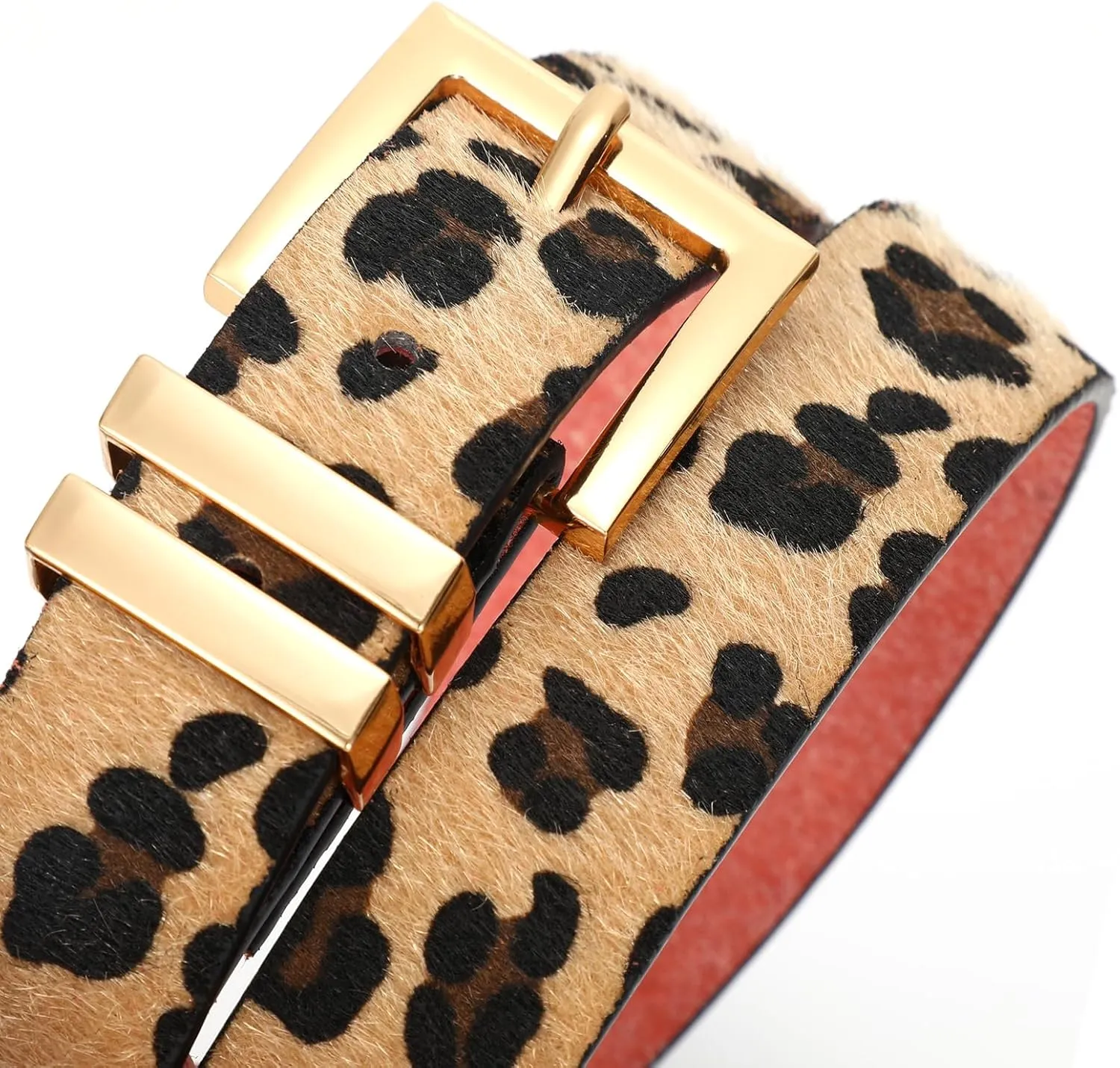 SANSTHS Women's Leather Belt for Jeans Pants Dresses Fashion Ladies Belt Square Gold/Silver Buckle Waist Belt for Women