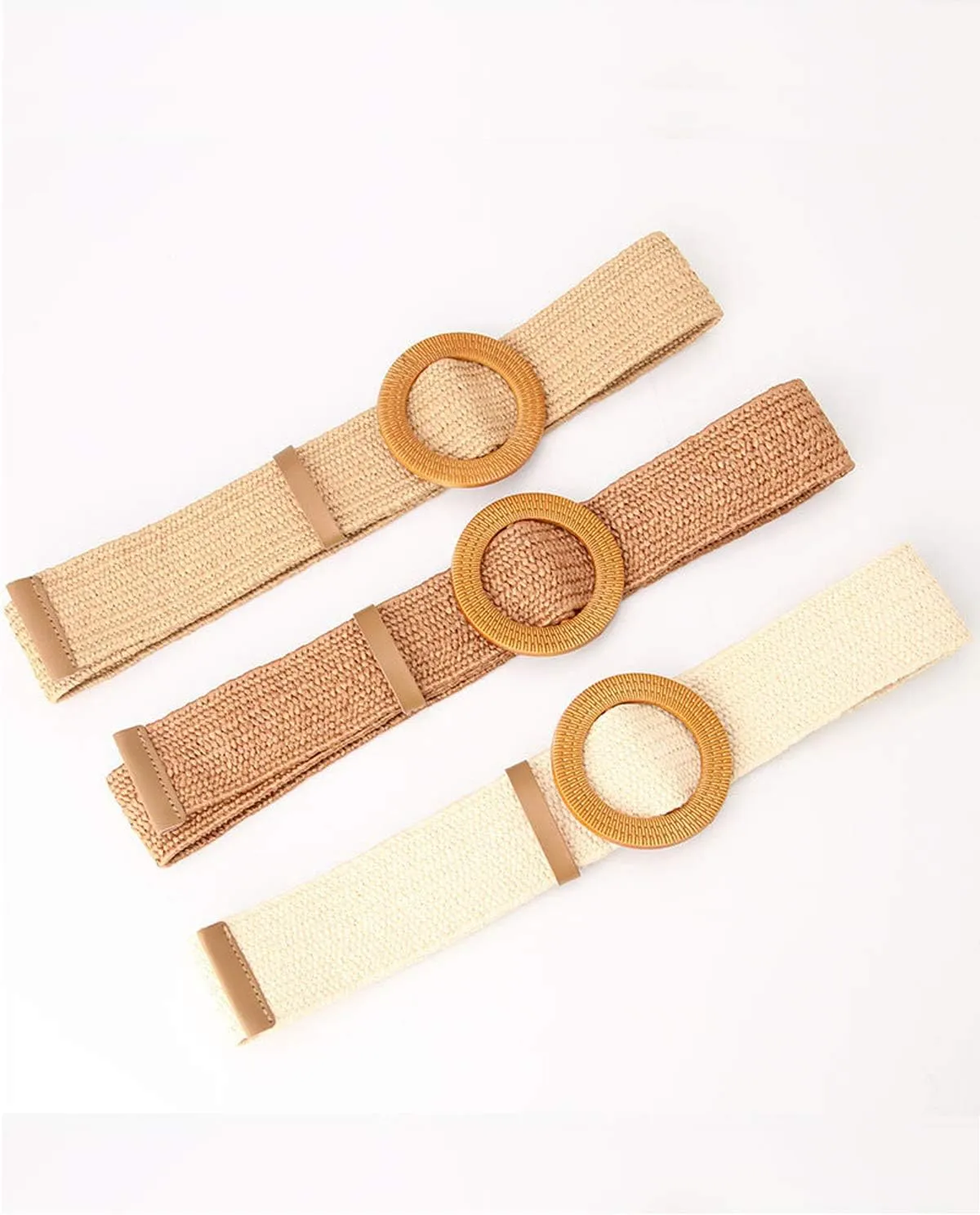 SeptCity Women Woven Rattan Wide Stretch Straw Belt