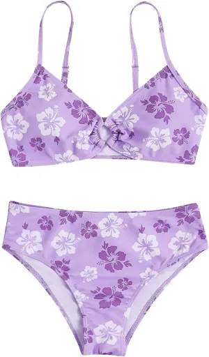 SHENHE Girl's 2 Piece Floral Print High Waisted Bikini Swimsuit Bathing Suit Bikini Sets