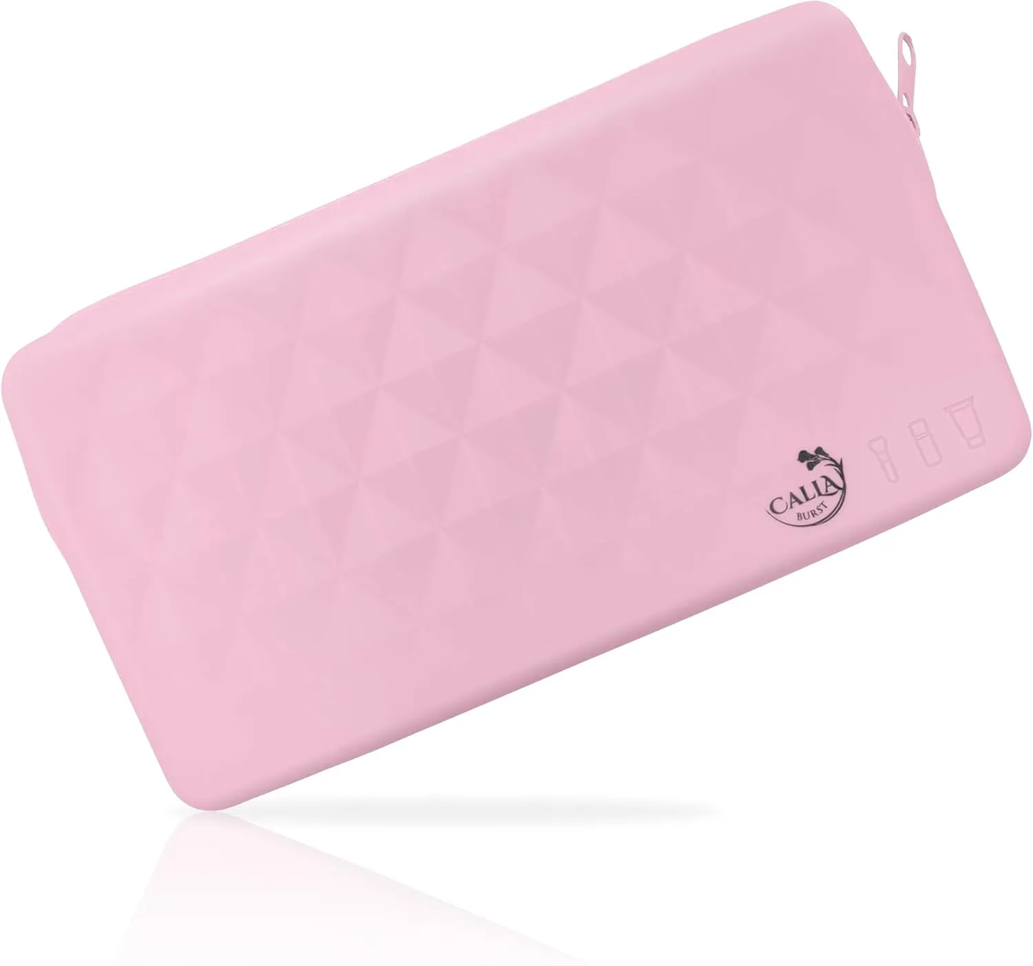 Silicone Makeup Bag - 8" x 4.5" Portable & Lightweight, Secure Closure, Spacious Cosmetic Organizer - Perfect for Travel Toiletry Bag for Women - Makeup Brush Holder Travel Pouch (Pink)