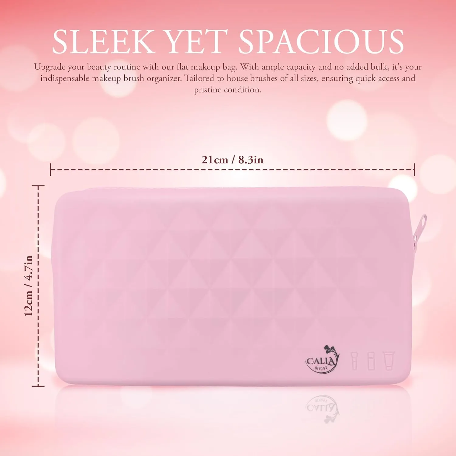 Silicone Makeup Bag - 8" x 4.5" Portable & Lightweight, Secure Closure, Spacious Cosmetic Organizer - Perfect for Travel Toiletry Bag for Women - Makeup Brush Holder Travel Pouch (Pink)