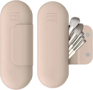 Silicone Makeup Brush Holder - Travel Makeup Bag with Two Upgraded Anti-fall Off Magnetic Clips, Soft Portable Cosmetic Bag Makeup Brush Case for Women