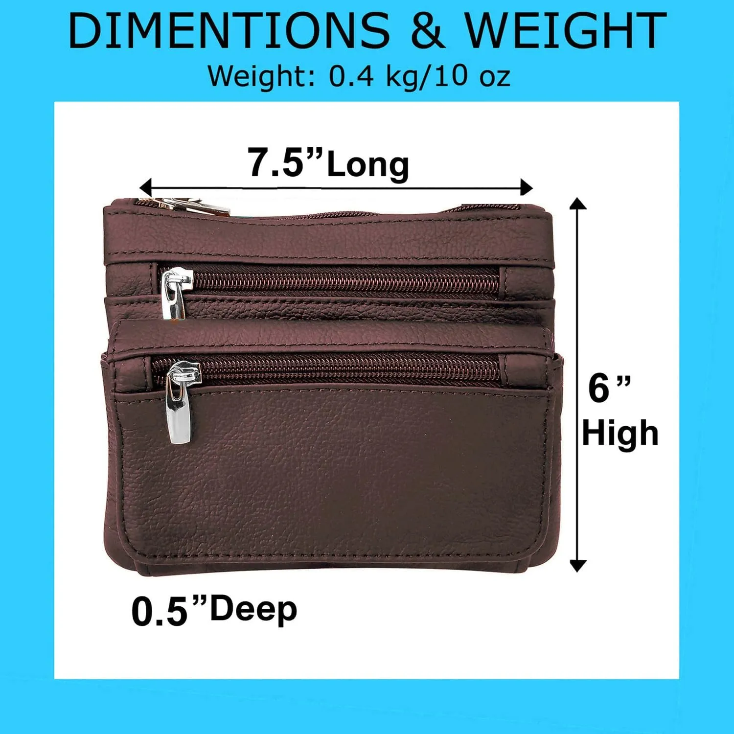 SILVERFEVER Leather Bike Rider Accordion Bag Cross Body Belt Phone Pack Pouch (Brown)
