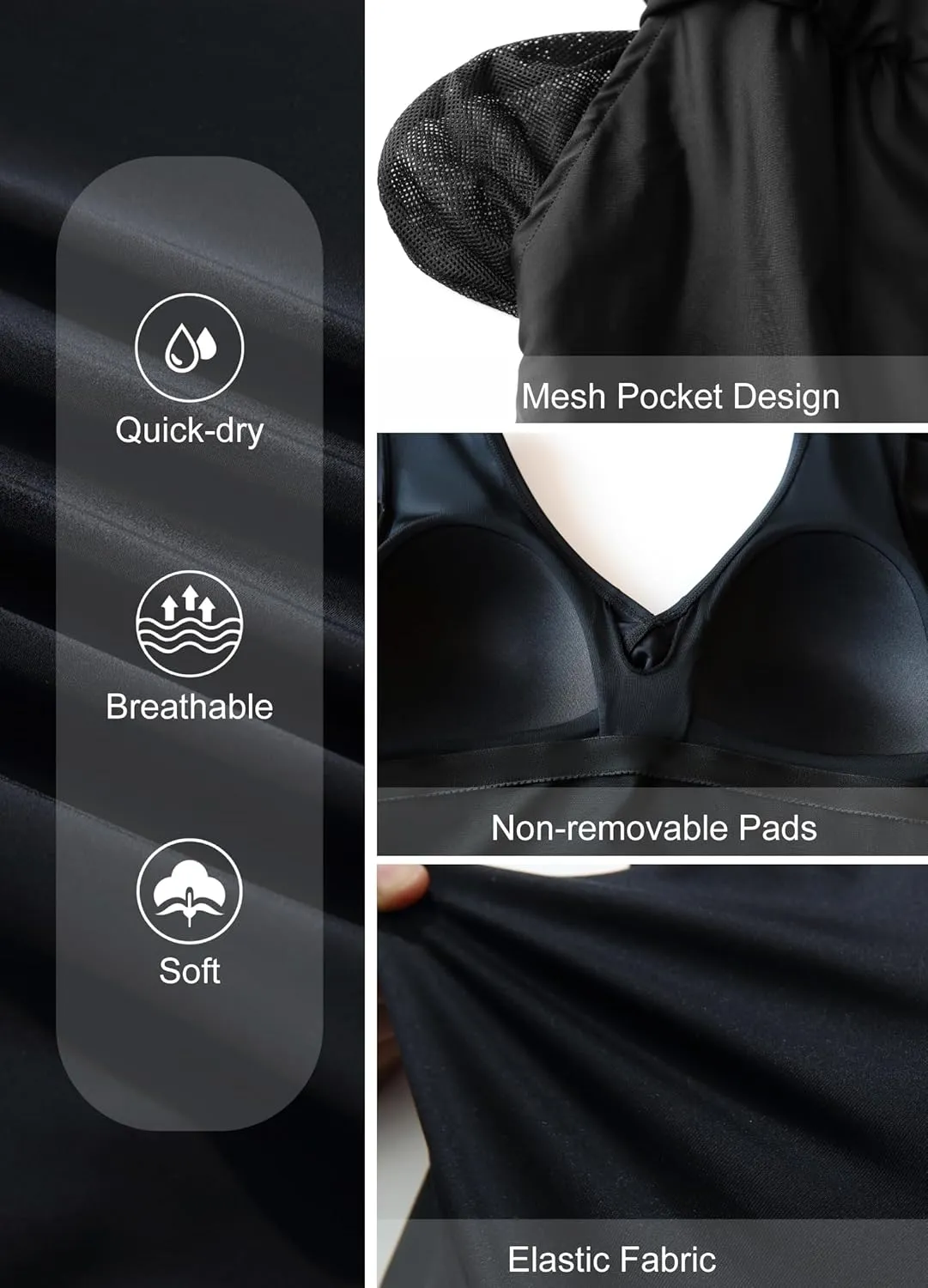 Smismivo Swim Romper One Piece Swimsuit with Shorts Women Boyleg with Pockets Bathing Swimming Suit Swimwear