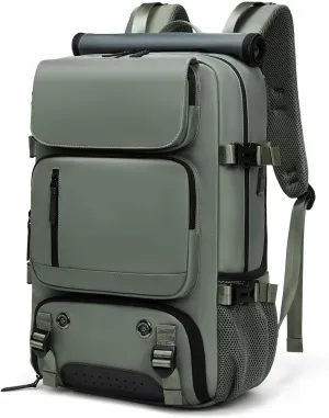 Somago Travel Laptop Backpack for Men & Women Carry On Backpack with USB Charging Port Fits 16.5 inch Notebook Rucksack (Army Green)