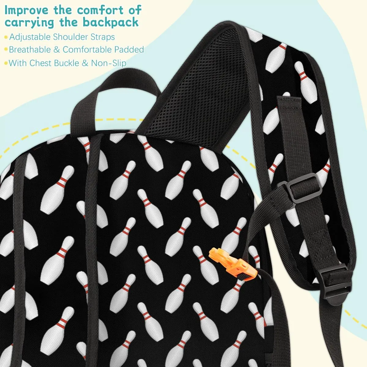 Sport Bowling Ball Laptop Backpack for Women Men, Black Work Travel Computer Backpacks, 18.3 Inch Large Computer Nurse Teacher Bags Casual Daypack