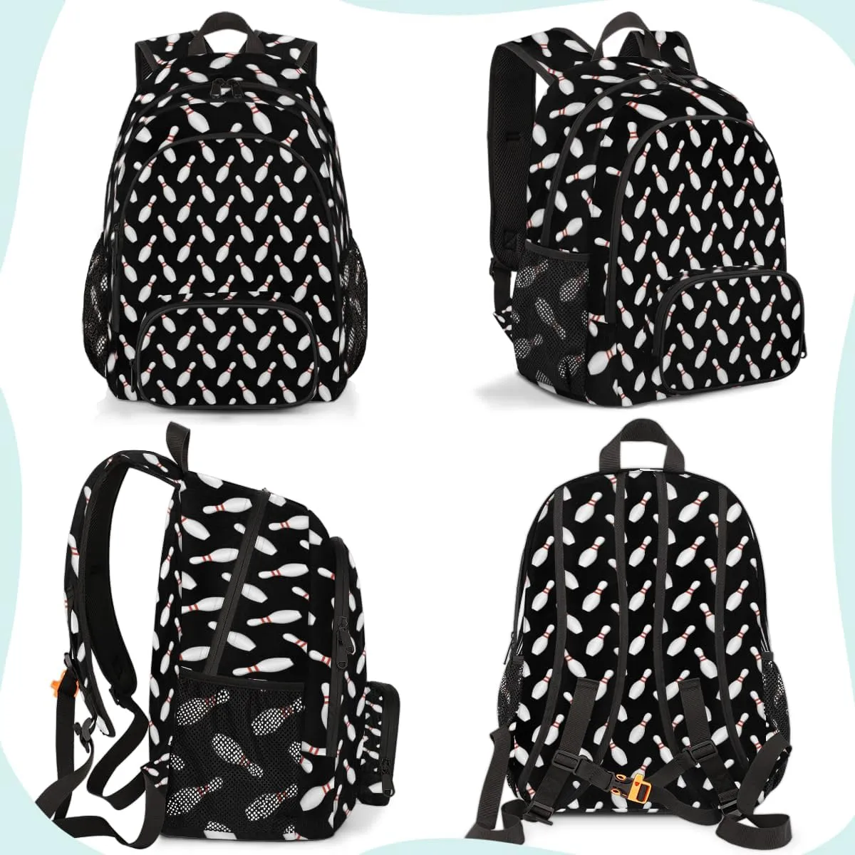 Sport Bowling Ball Laptop Backpack for Women Men, Black Work Travel Computer Backpacks, 18.3 Inch Large Computer Nurse Teacher Bags Casual Daypack