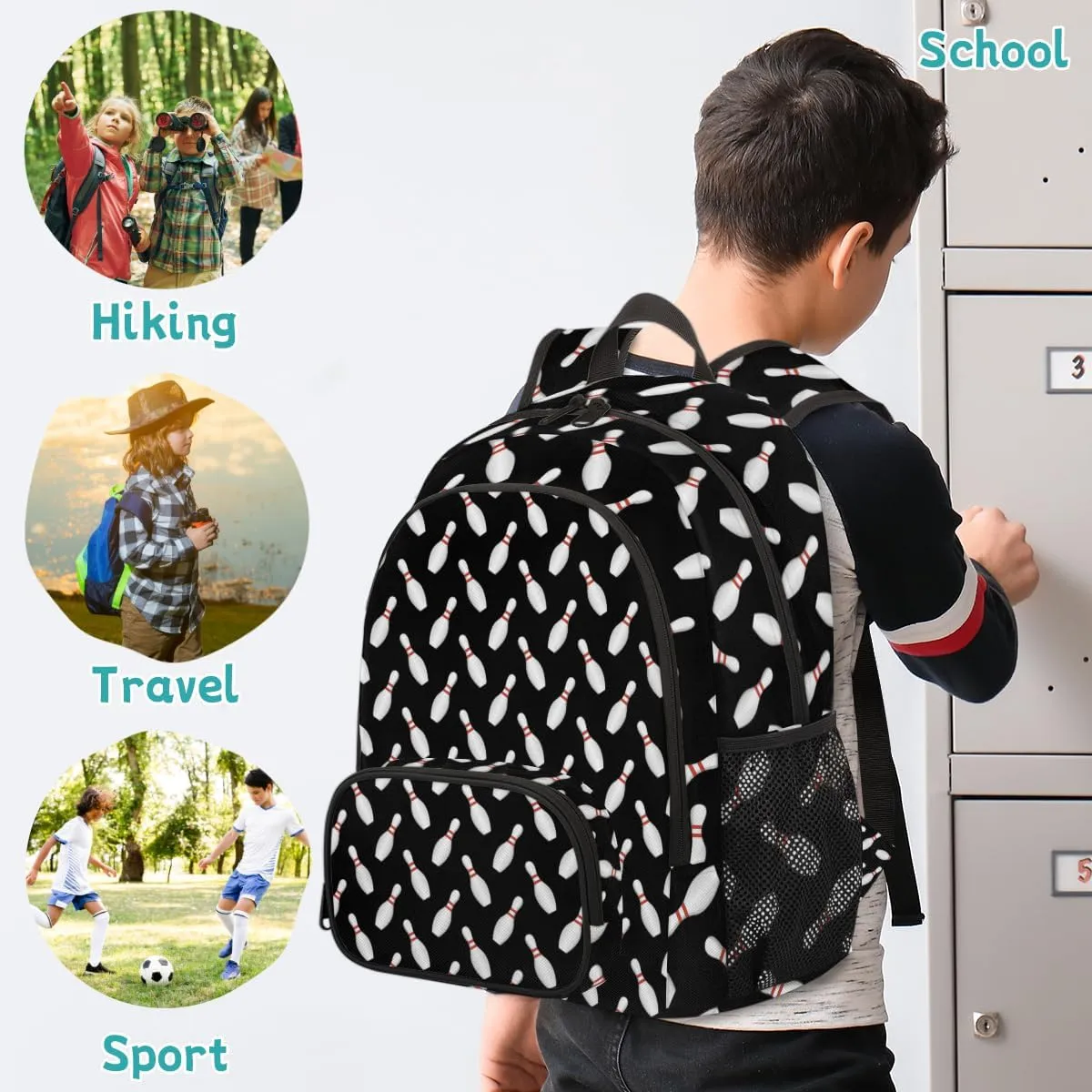 Sport Bowling Ball Laptop Backpack for Women Men, Black Work Travel Computer Backpacks, 18.3 Inch Large Computer Nurse Teacher Bags Casual Daypack