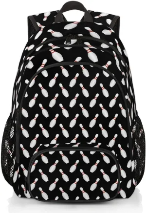 Sport Bowling Ball Laptop Backpack for Women Men, Black Work Travel Computer Backpacks, 18.3 Inch Large Computer Nurse Teacher Bags Casual Daypack