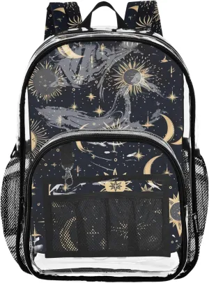 Starry Sky Black Backpacks for Boys, Clear Plastic Bag, See through Bag, Backpack Clear