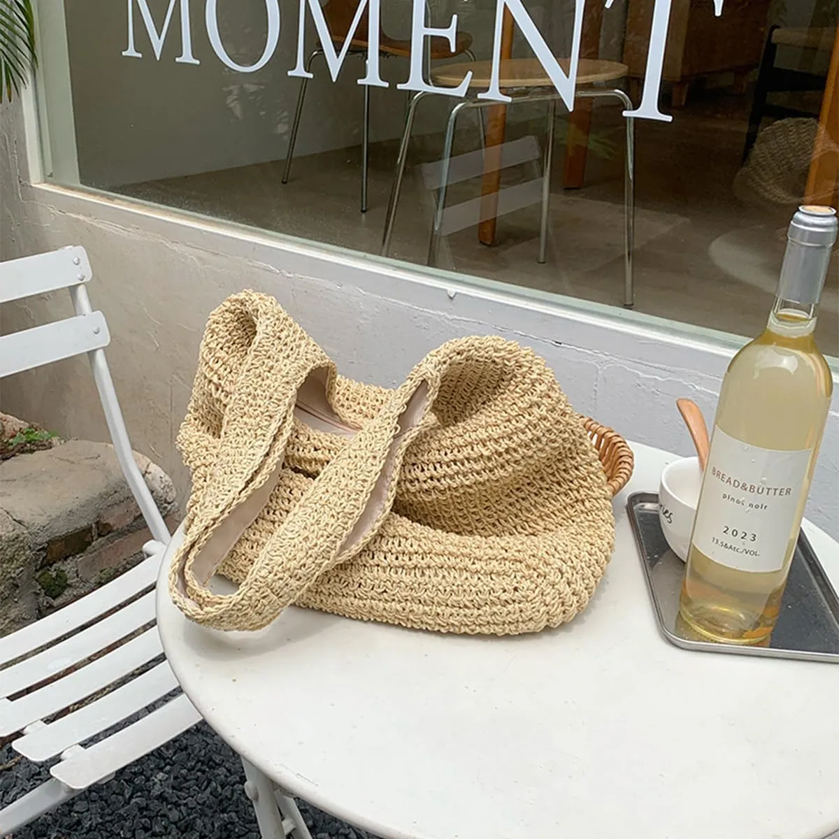 Straw Travel Beach Tote Bag for Women Large Woven Foldable Shoulder Handbags Purse for Summer Vacation