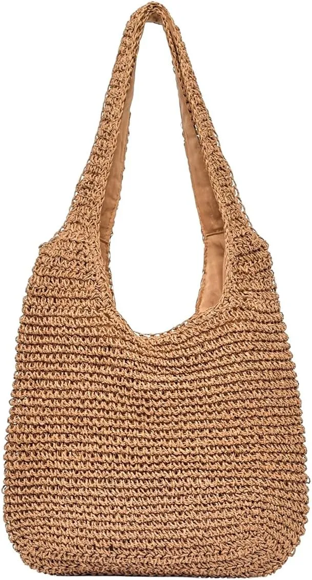 Straw Travel Beach Tote Bag for Women Large Woven Foldable Shoulder Handbags Purse for Summer Vacation