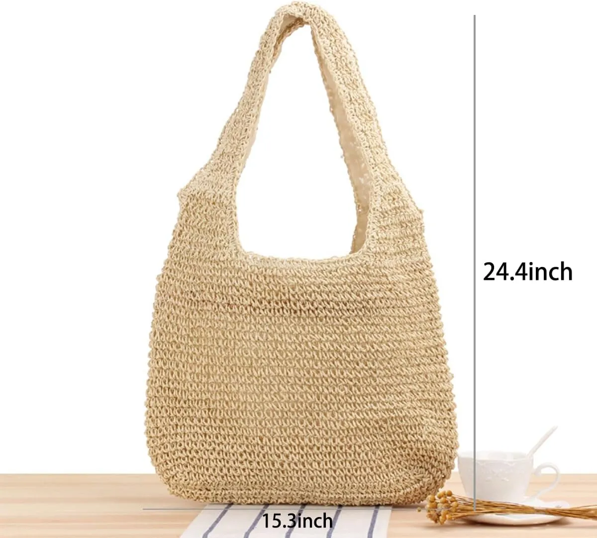 Straw Travel Beach Tote Bag for Women Large Woven Foldable Shoulder Handbags Purse for Summer Vacation