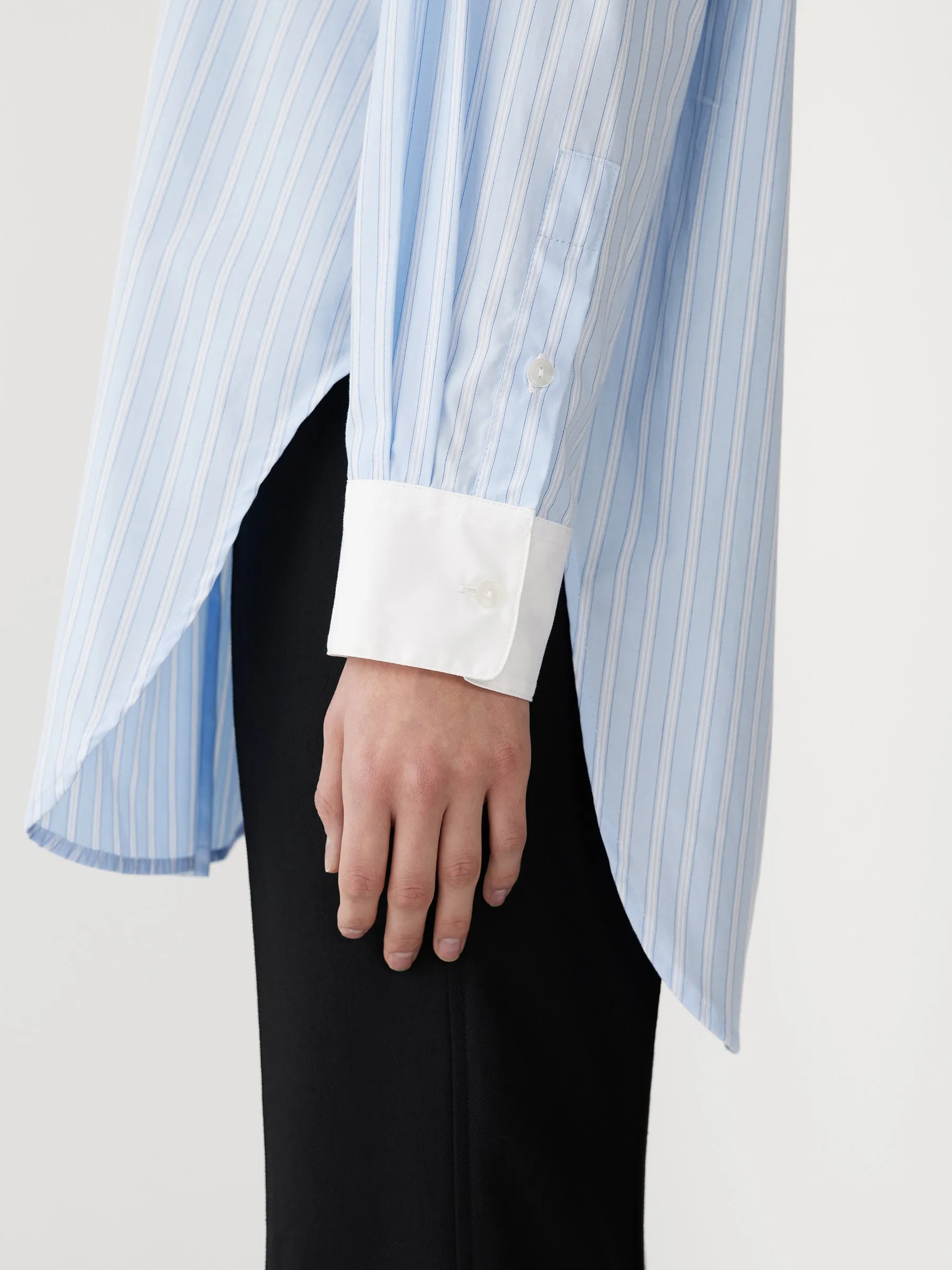 stripe scoop hem shirt