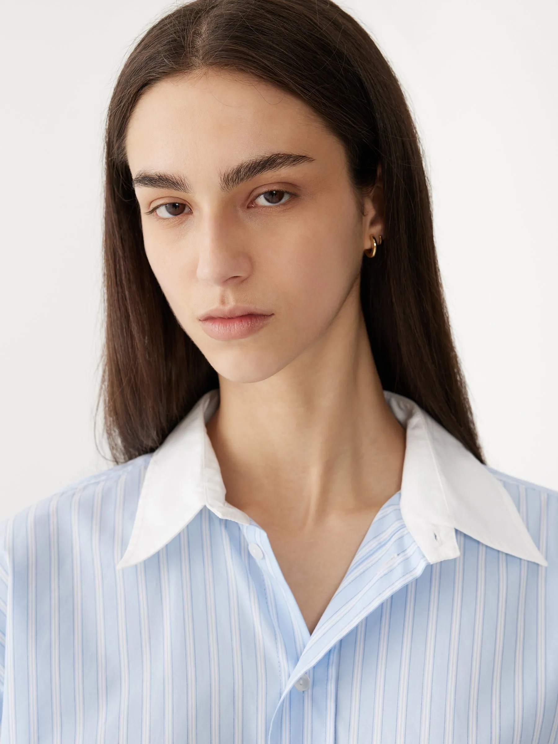 stripe scoop hem shirt