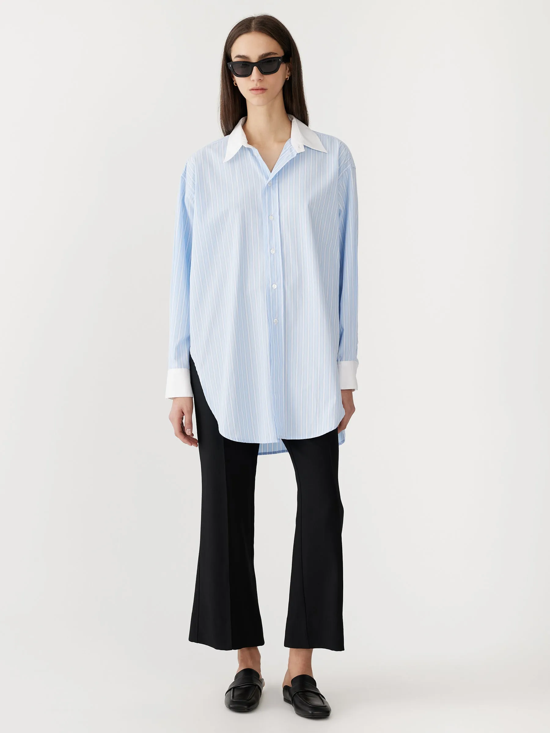 stripe scoop hem shirt