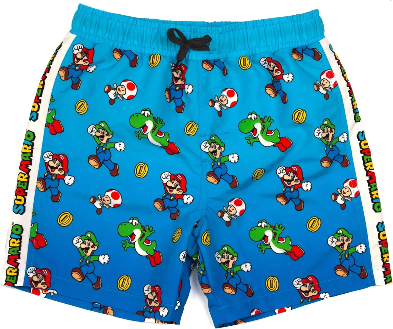 Super Mario Swim Shorts Boys Luigi Kids Gamer Swimming Trunks Pants