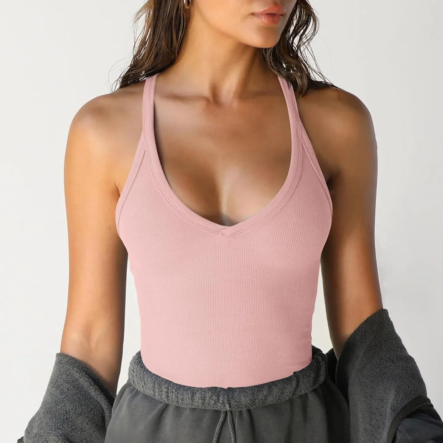 Tank Top for Women Sexy U Neck Women Summer Tops 2025 Racerback Workout Tank Camisole Ribbed Sleeveless Fashion Clothes