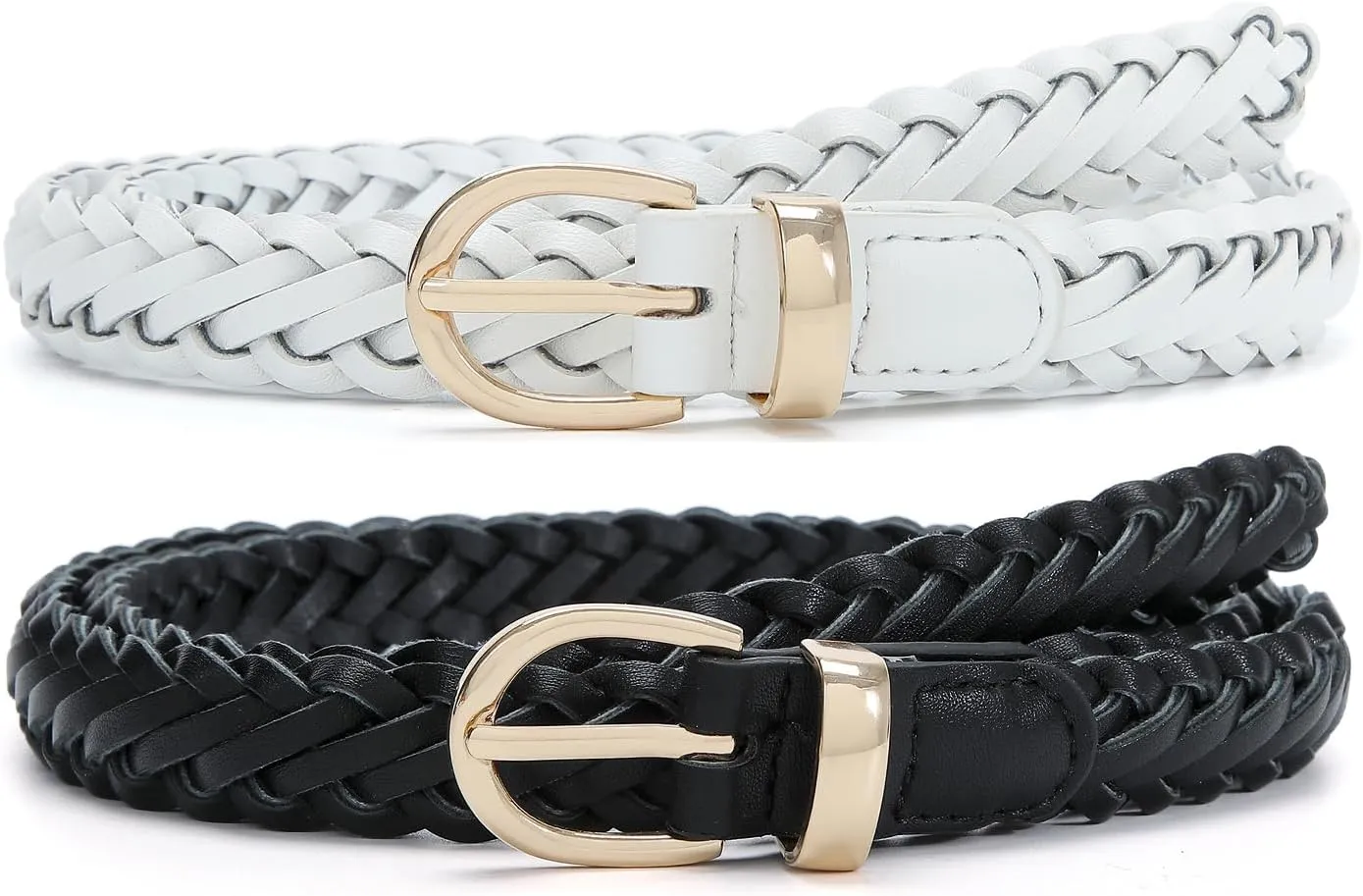Thin Braided Belts for Women Classic Waist Belt Skinny Woven Strap for Jeans Pants Dress