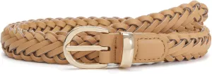 Thin Braided Belts for Women Classic Waist Belt Skinny Woven Strap for Jeans Pants Dress