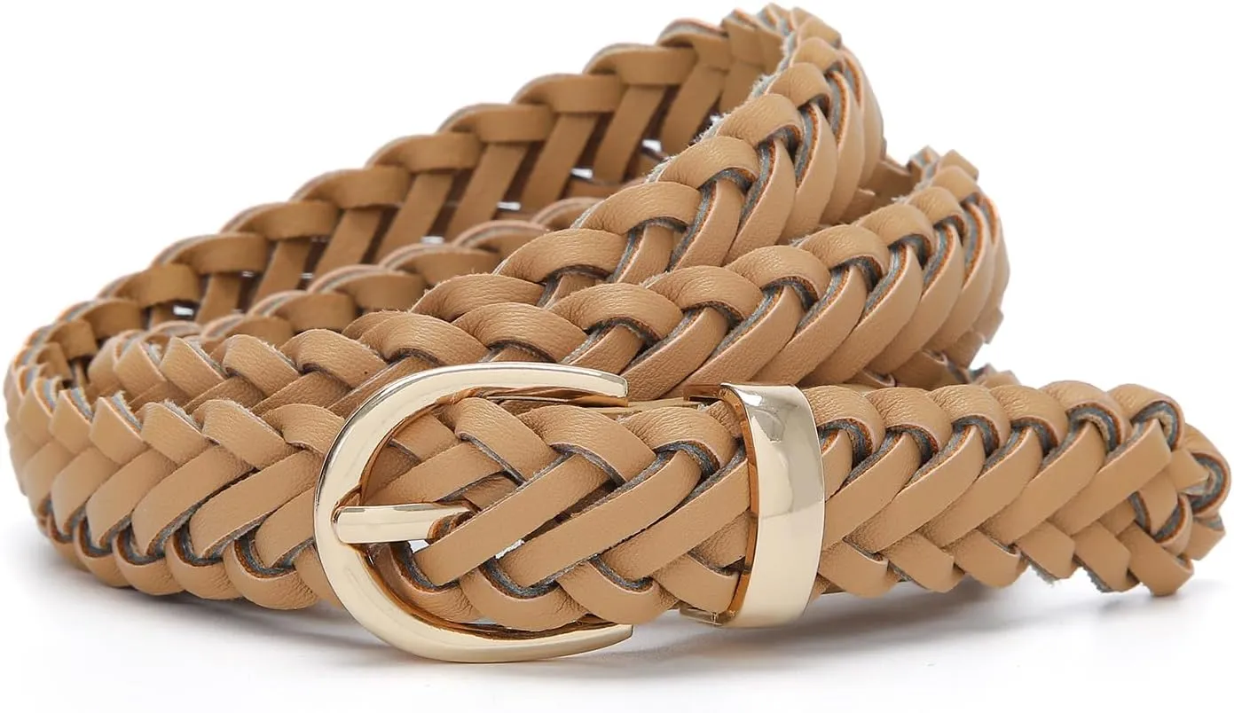 Thin Braided Belts for Women Classic Waist Belt Skinny Woven Strap for Jeans Pants Dress