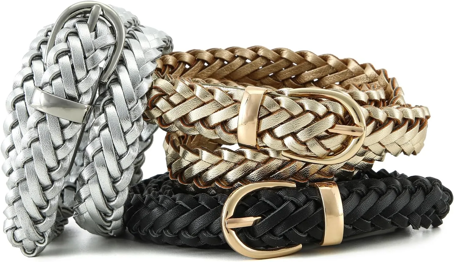 Thin Braided Belts for Women Classic Waist Belt Skinny Woven Strap for Jeans Pants Dress