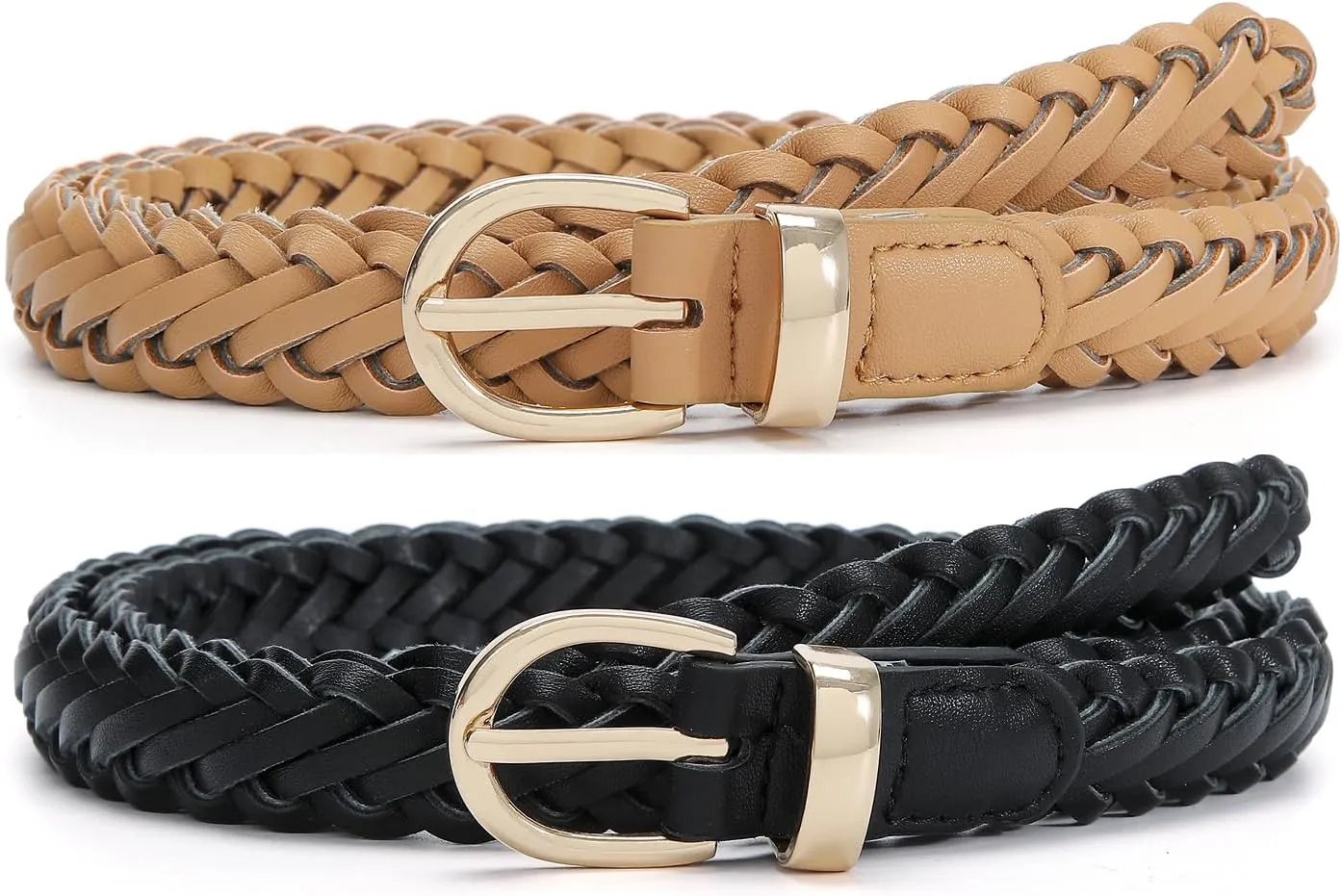 Thin Braided Belts for Women Classic Waist Belt Skinny Woven Strap for Jeans Pants Dress