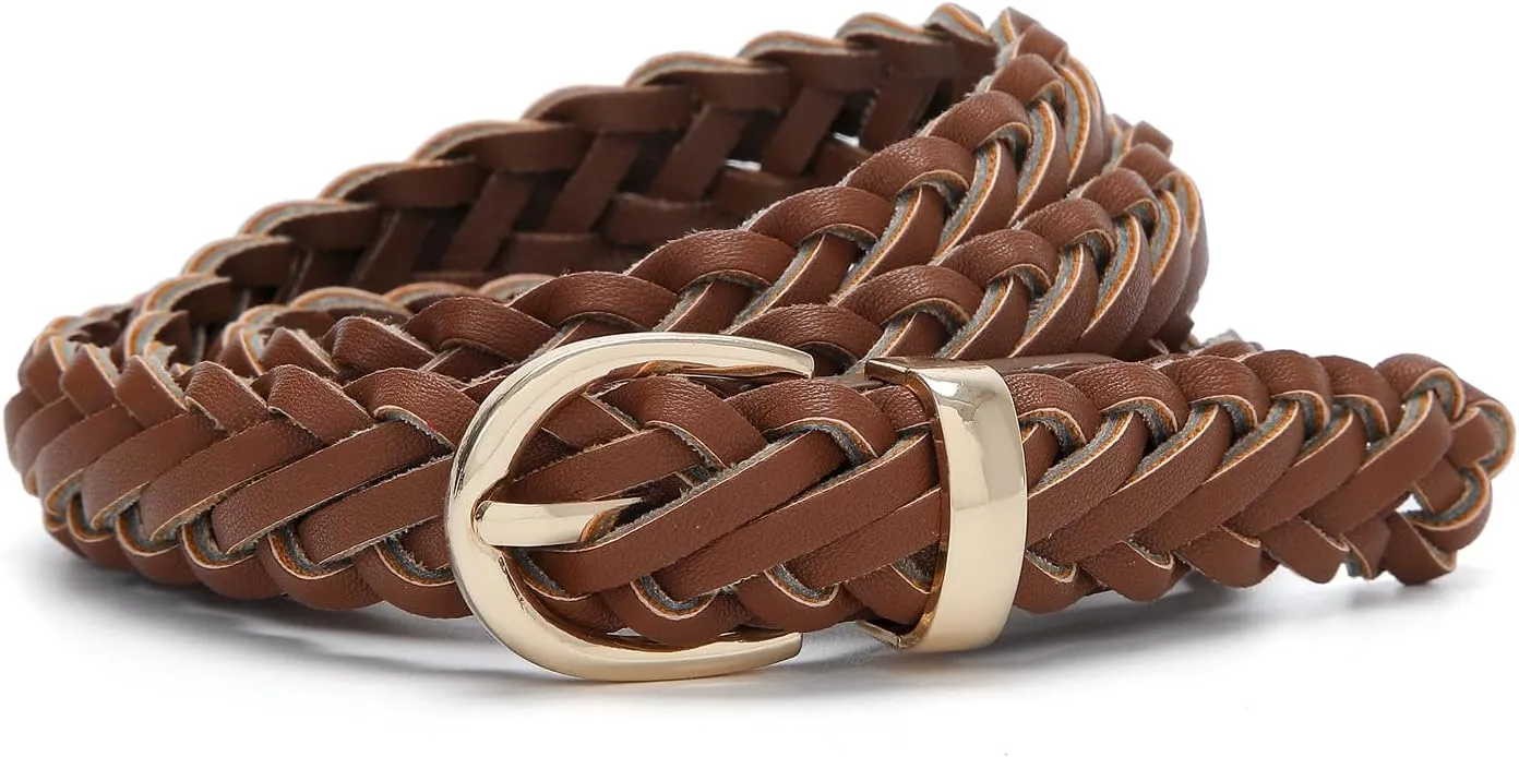 Thin Braided Belts for Women Classic Waist Belt Skinny Woven Strap for Jeans Pants Dress
