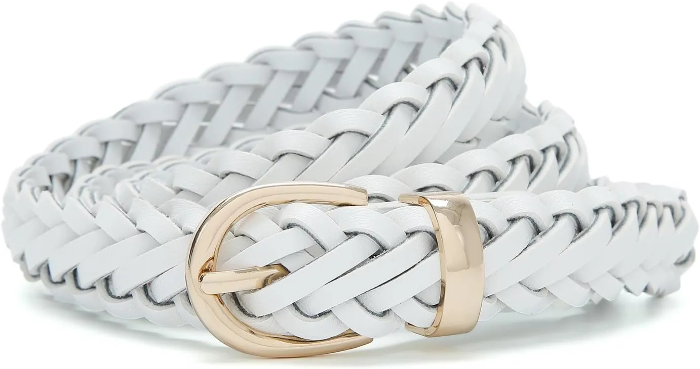 Thin Braided Belts for Women Classic Waist Belt Skinny Woven Strap for Jeans Pants Dress