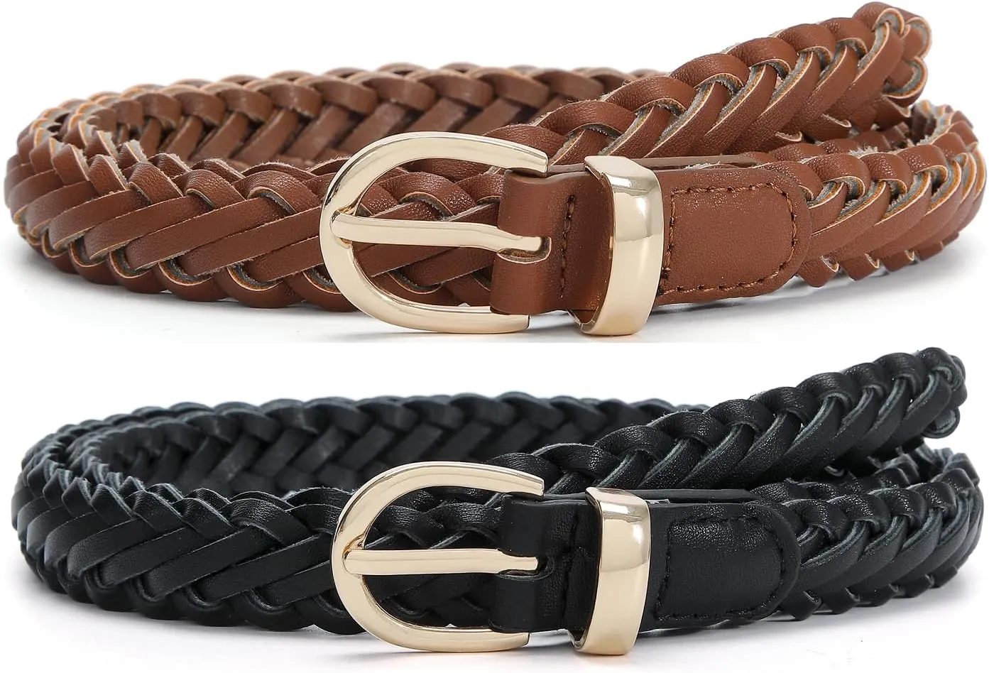 Thin Braided Belts for Women Classic Waist Belt Skinny Woven Strap for Jeans Pants Dress