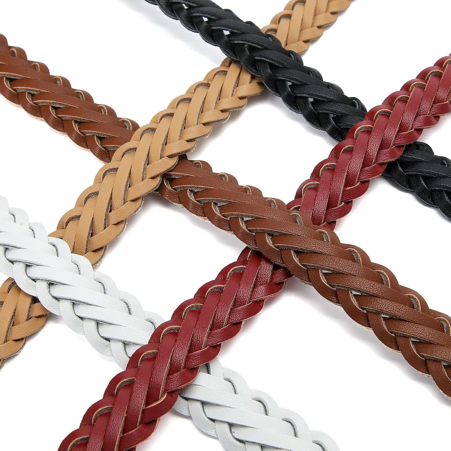 Thin Braided Belts for Women Classic Waist Belt Skinny Woven Strap for Jeans Pants Dress
