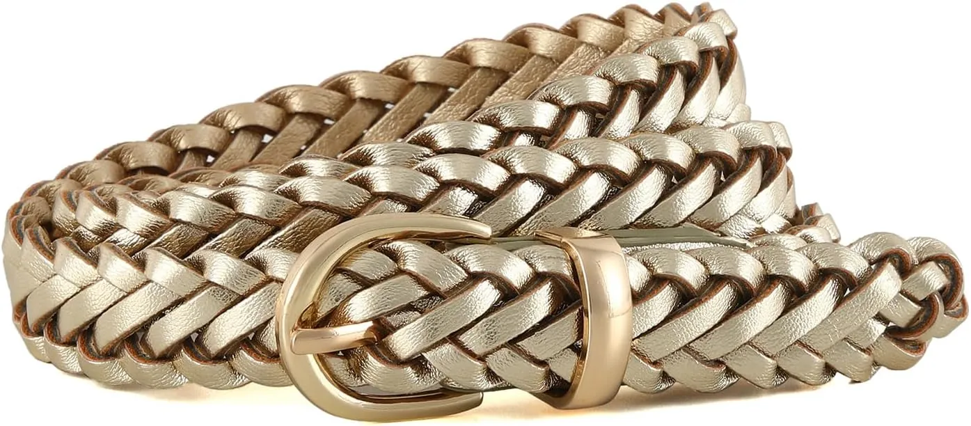 Thin Braided Belts for Women Classic Waist Belt Skinny Woven Strap for Jeans Pants Dress