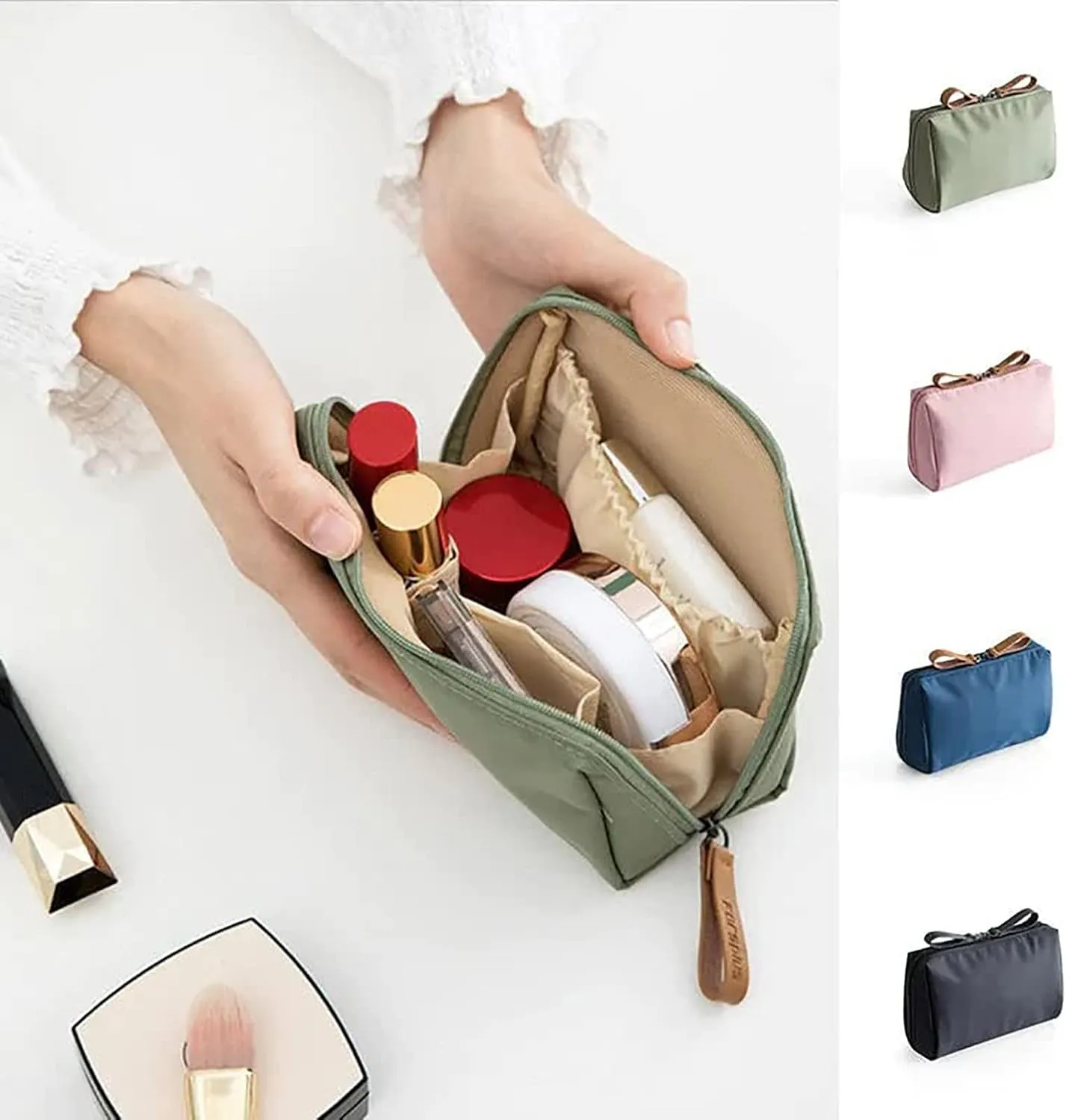 Tidynook Makeup Bag Small, Tidy Nook Cosmetic Bag, Lipstick Makeup Bag Mini Small Tidynook, Small Makeup Pouch for Purse, Portable Storage Bag, Large-Capacity Cosmetic Organizer, Travel Pouch (2*C)
