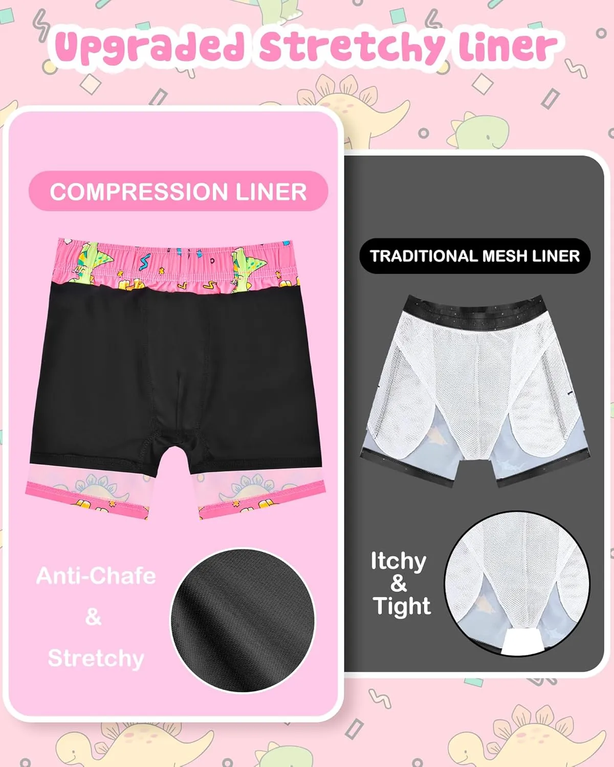Toddler Swim Trunks with Compression Liner Quick Dry Toddler Bathing Suits Boys Swim Shorts Swimsuit Kids Swimwear