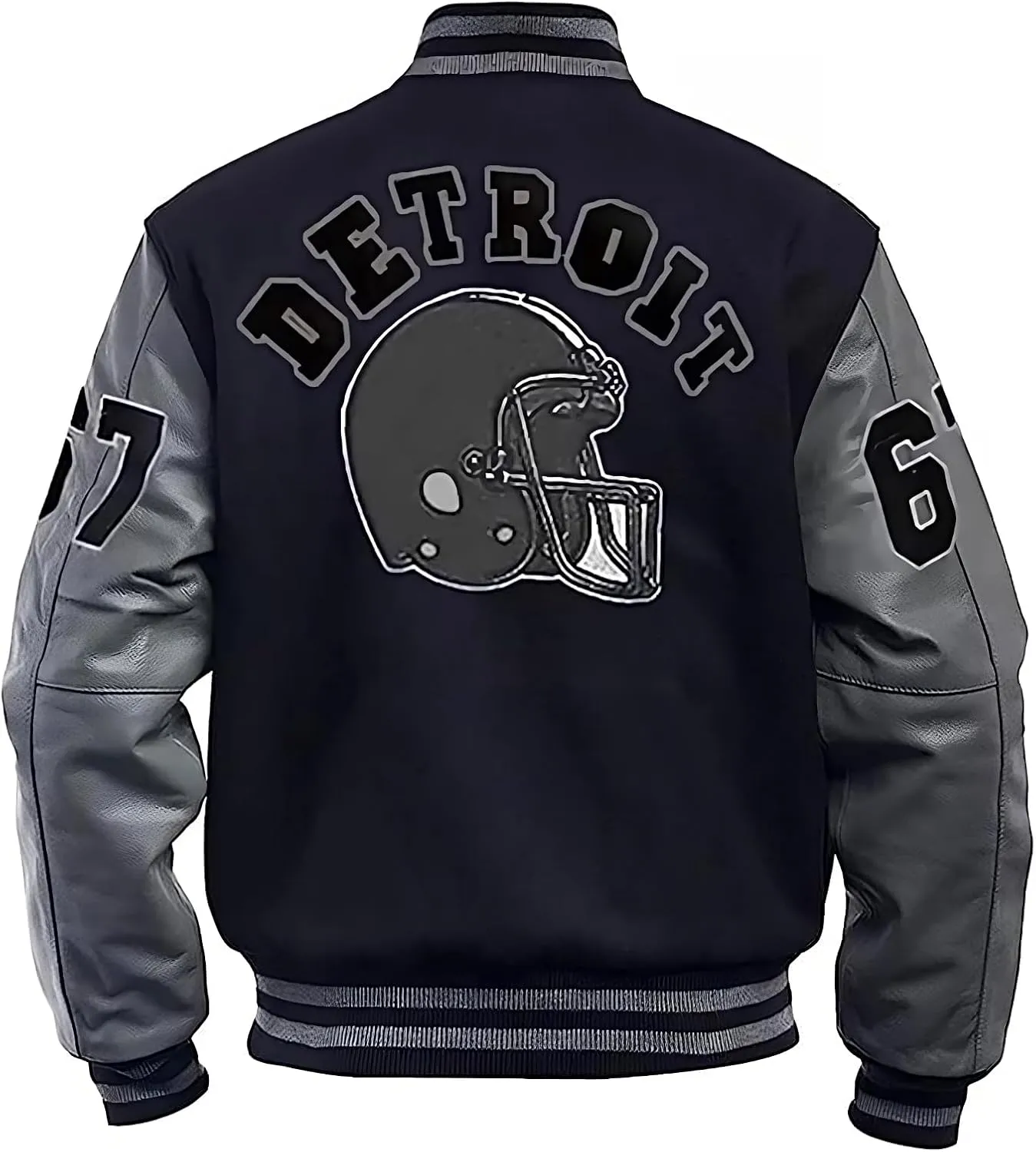 Tom Hardy Men's Venom Detroit Beverly Hillscop Wool Leather Baseball Black & Grey Varsity Bomber Jacket