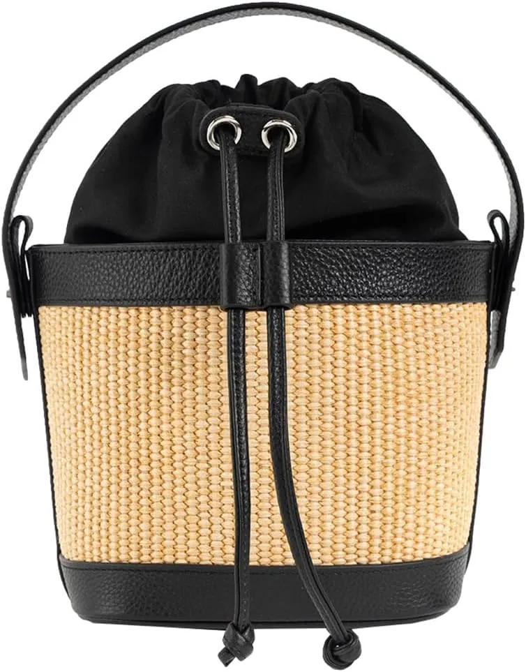 Top Handle Bucket Bags for Women Straw Purse for Women with Drawstring Vacation Beach Bag Bohemian Crossbody Handbags 2025