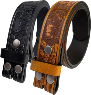 TOPACC 2 Pack Western Belts for Men Women Without Buckle Cowgirl Cowboy Belt Strap 1.5"