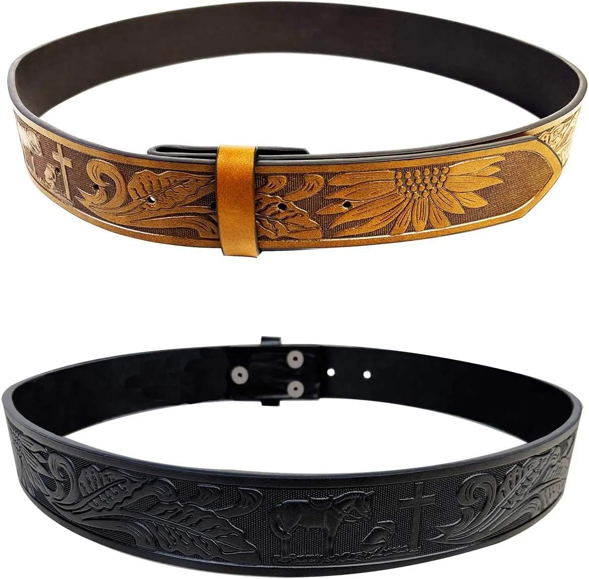 TOPACC 2 Pack Western Belts for Men Women Without Buckle Cowgirl Cowboy Belt Strap 1.5"