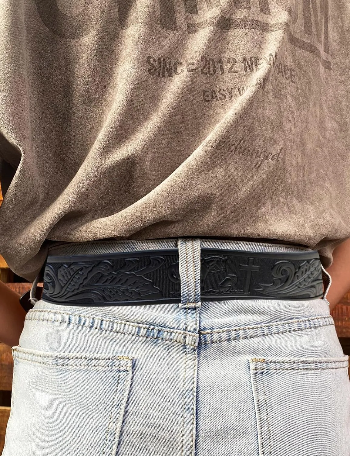 TOPACC 2 Pack Western Belts for Men Women Without Buckle Cowgirl Cowboy Belt Strap 1.5"
